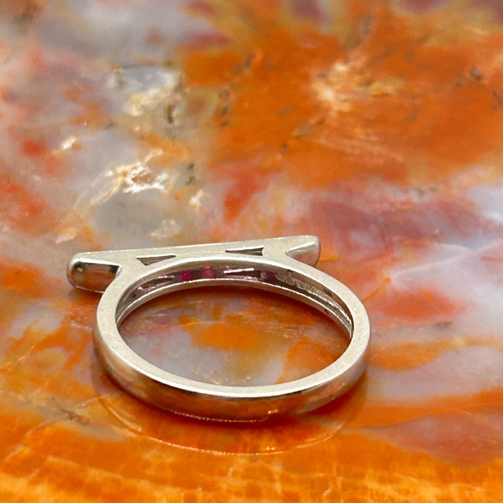 Minimalist Sterling Silver Ruby Ring - Size 9 - image 4